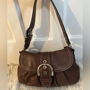 Coach Brown Leather Pleated Soho Bag